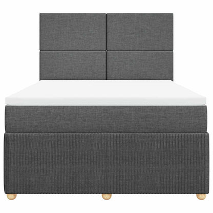 Giroletto a Molle con Materasso Grigio Scuro 140x190 cm Tessuto