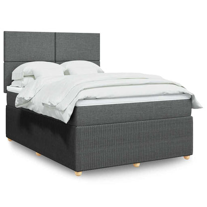 Giroletto a Molle con Materasso Grigio Scuro 140x190 cm Tessuto