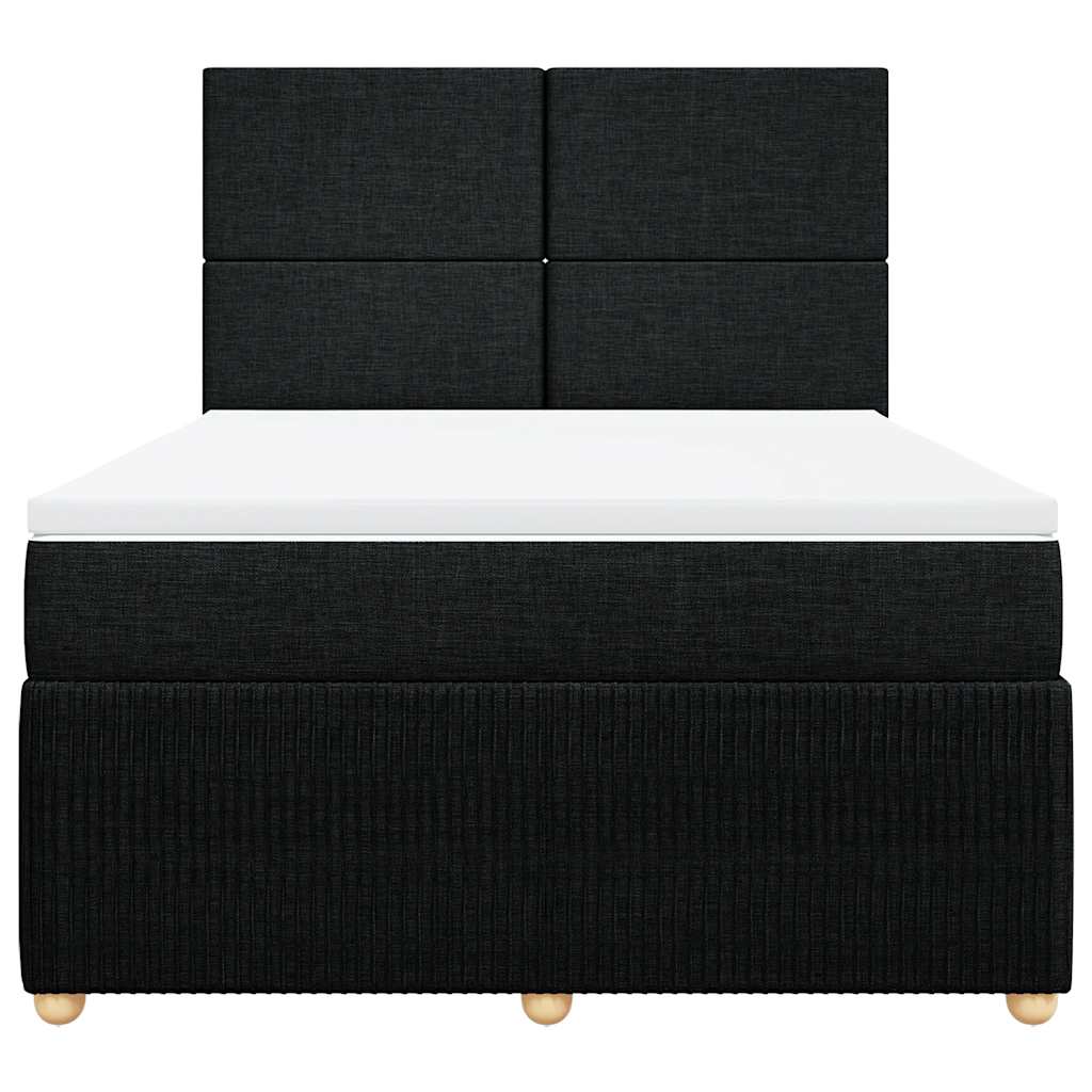 Giroletto a Molle con Materasso Nero 140x190 cm in Tessuto