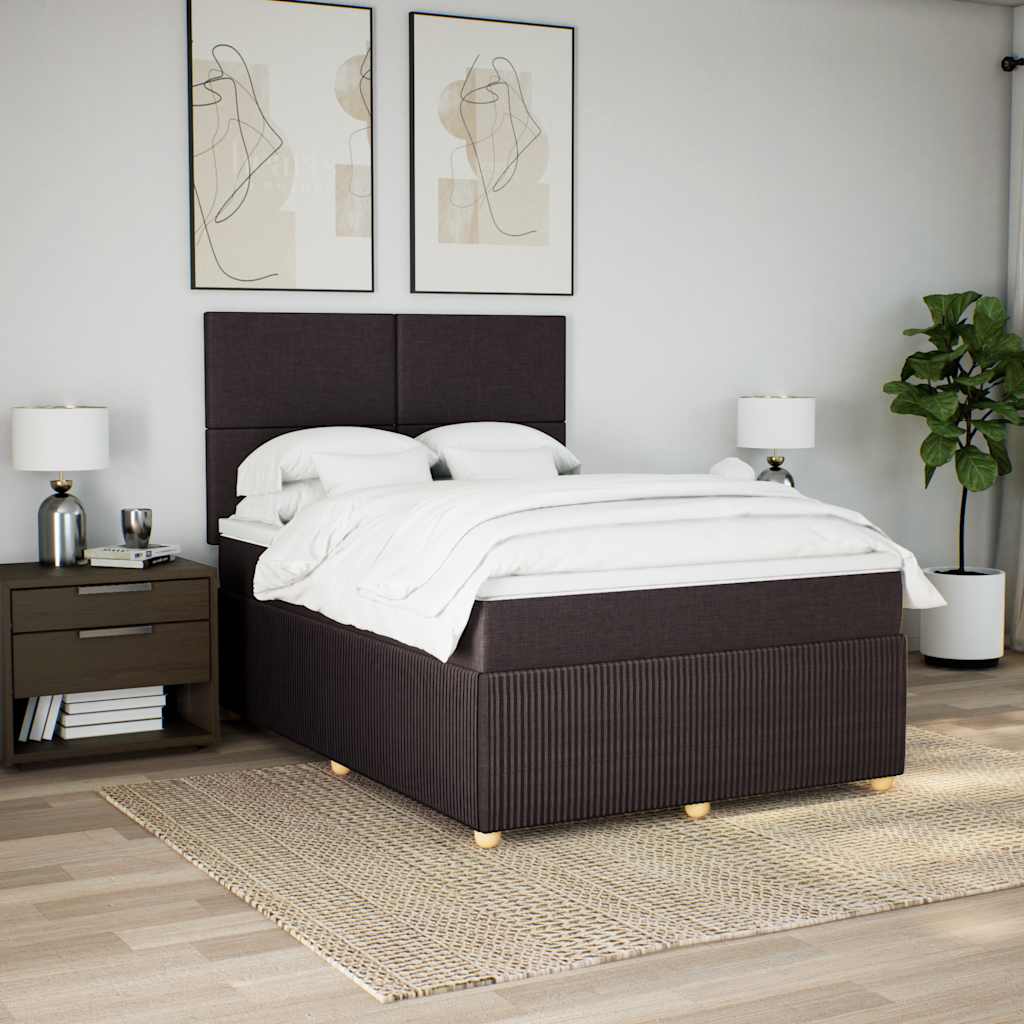 Giroletto a Molle con Materasso Marrone Scuro 140x190cm Tessuto