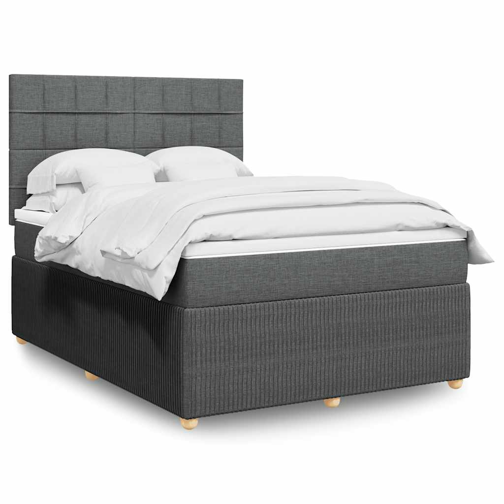 Giroletto a Molle con Materasso Grigio Scuro 140x190 cm Tessuto