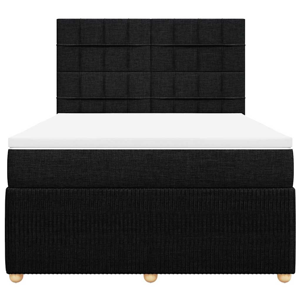 Giroletto a Molle con Materasso Nero 140x190 cm in Tessuto