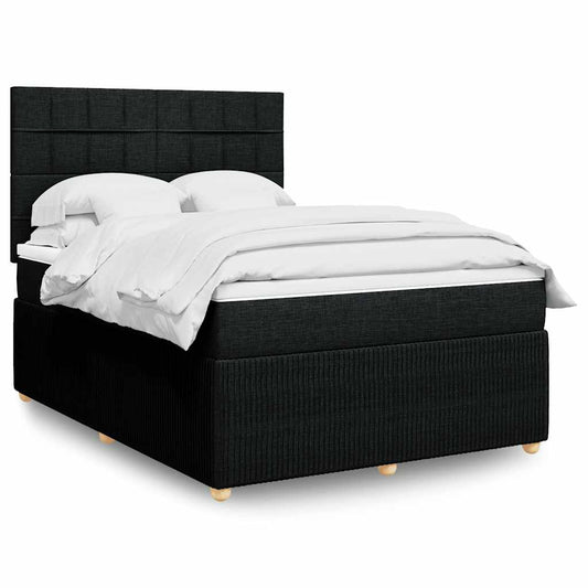 Giroletto a Molle con Materasso Nero 140x190 cm in Tessuto