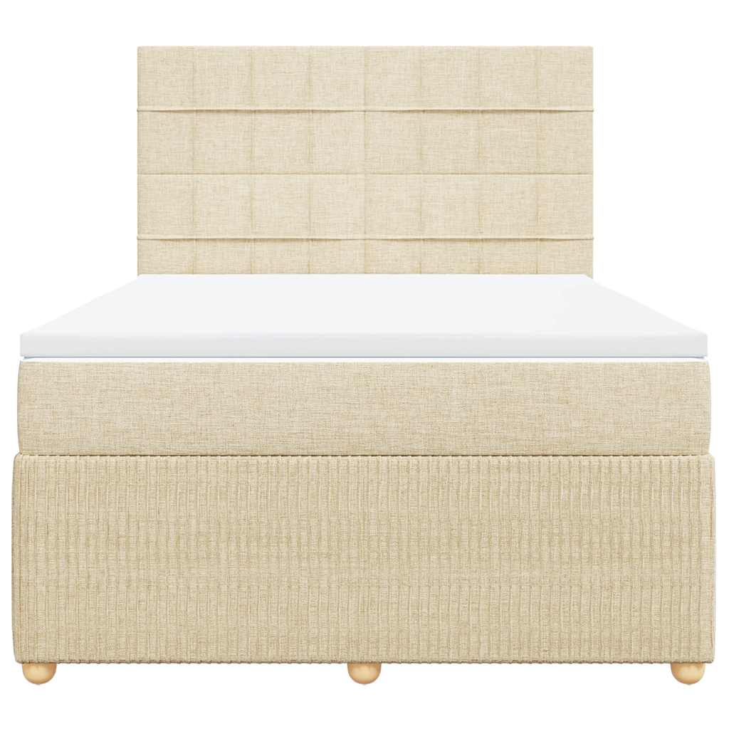 Giroletto a Molle con Materasso Crema 140x19 cm in Tessuto