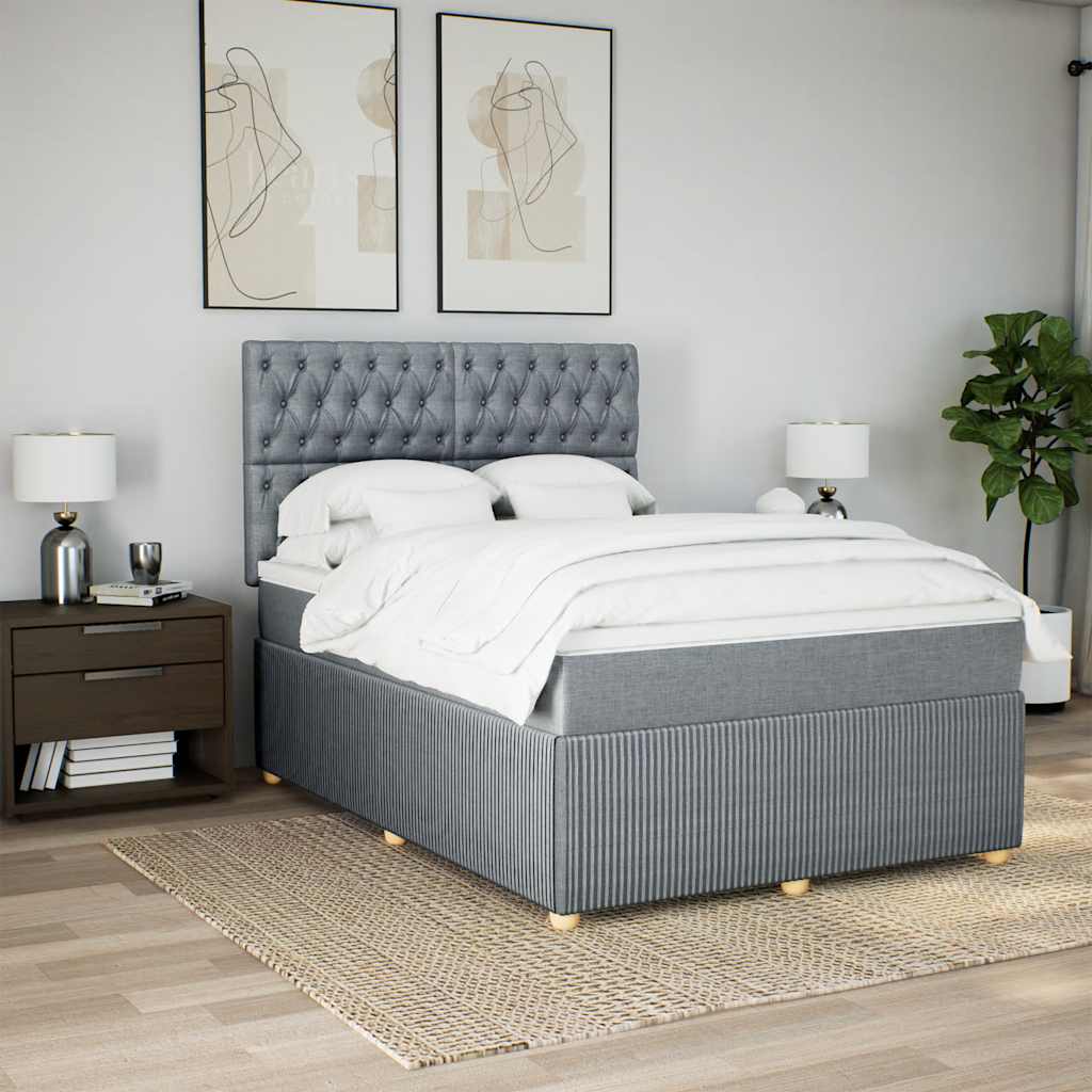Giroletto a Molle con Materasso Grigio Chiaro 140x190cm Tessuto