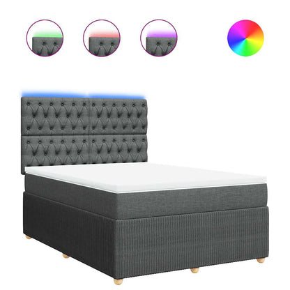 Giroletto a Molle con Materasso Grigio Scuro 140x190 cm Tessuto