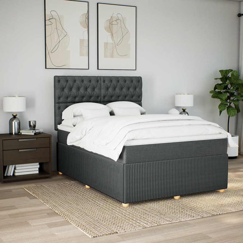 Giroletto a Molle con Materasso Grigio Scuro 140x190 cm Tessuto