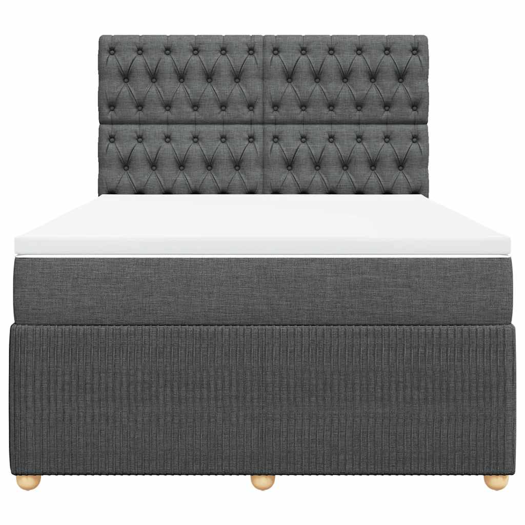 Giroletto a Molle con Materasso Grigio Scuro 140x190 cm Tessuto