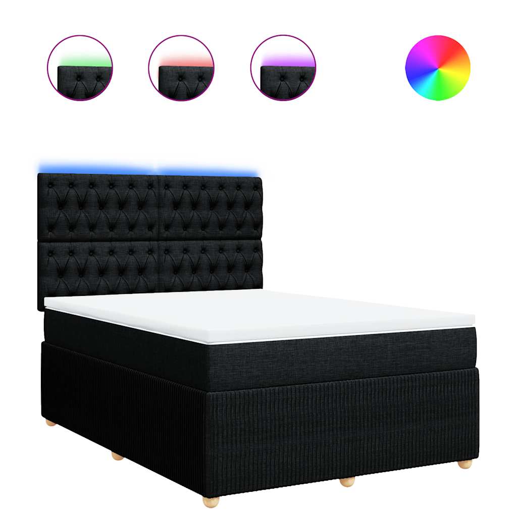 Giroletto a Molle con Materasso Nero 140x190 cm in Tessuto