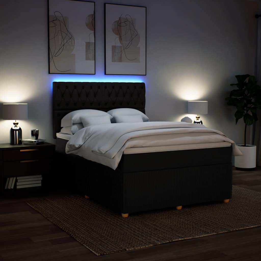 Giroletto a Molle con Materasso Nero 140x190 cm in Tessuto | homemem39