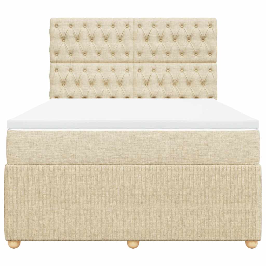 Giroletto a Molle con Materasso Crema 140x19 cm in Tessuto