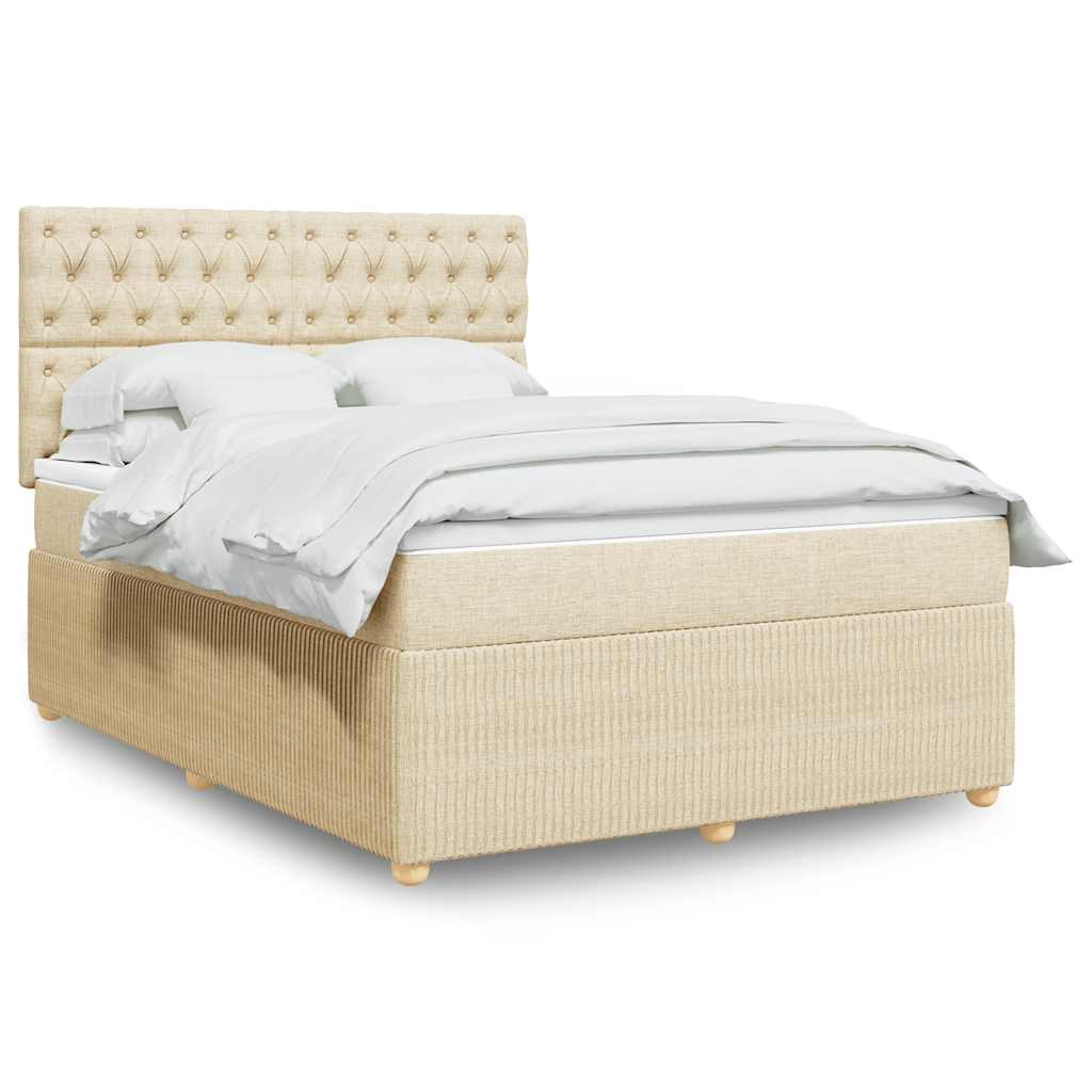 Giroletto a Molle con Materasso Crema 140x19 cm in Tessuto | homemem39