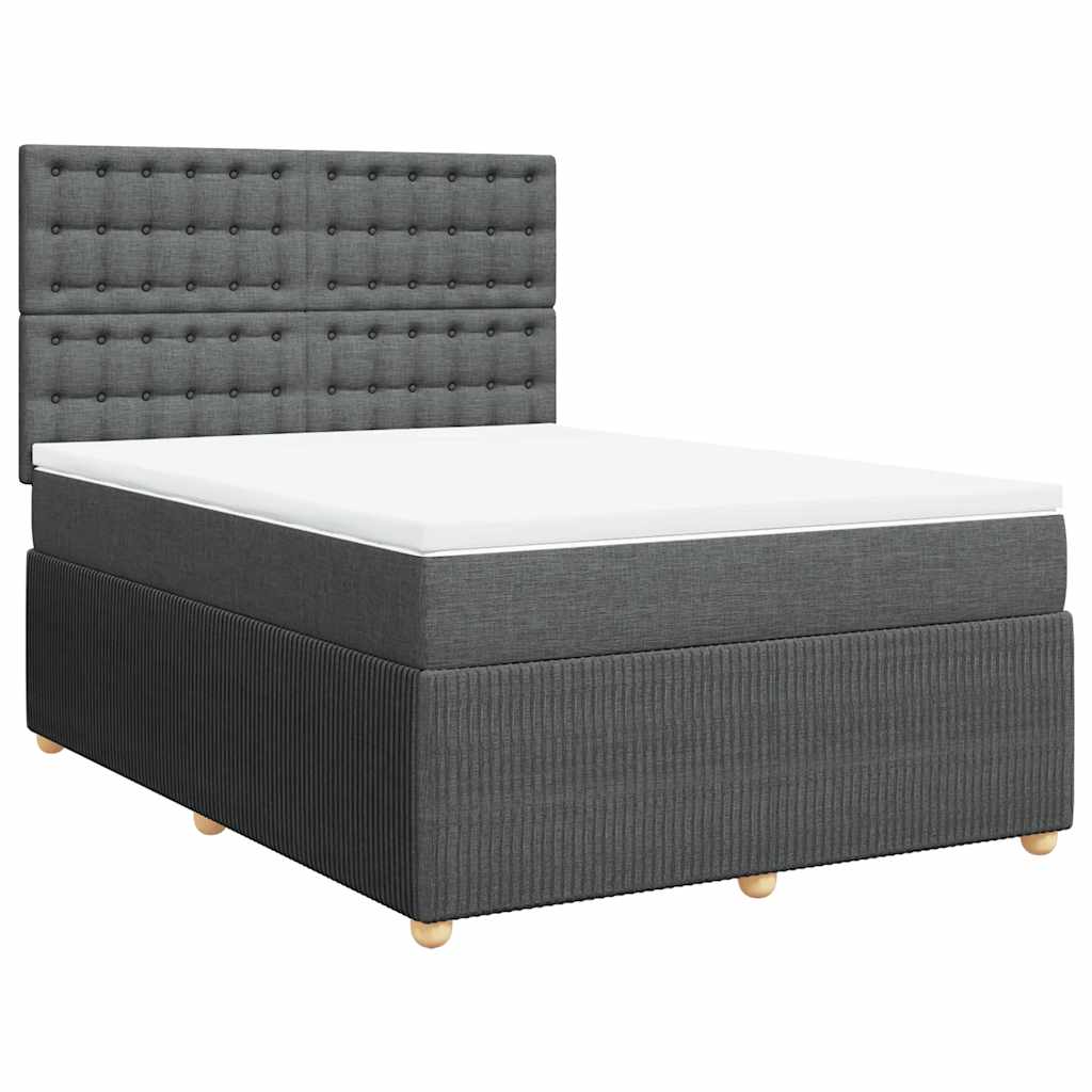 Giroletto a Molle con Materasso Grigio Scuro 140x190 cm Tessuto