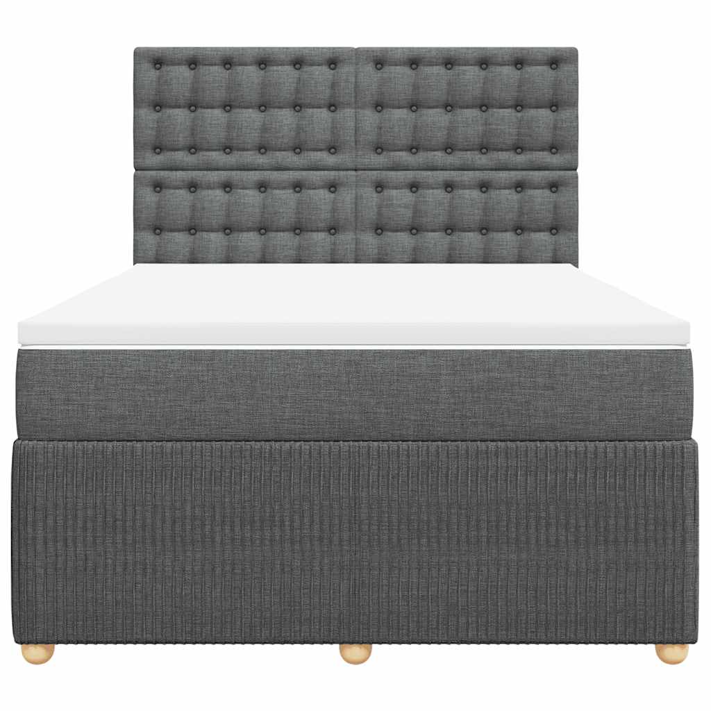 Giroletto a Molle con Materasso Grigio Scuro 140x190 cm Tessuto