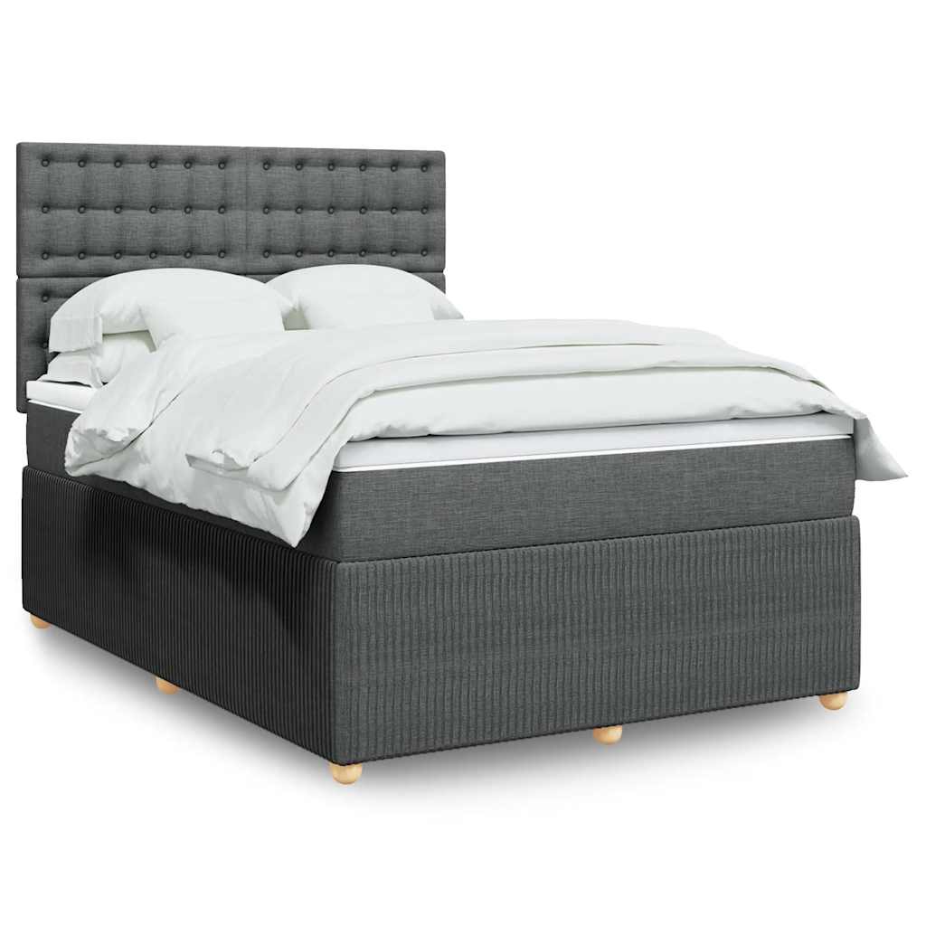 Giroletto a Molle con Materasso Grigio Scuro 140x190 cm Tessuto