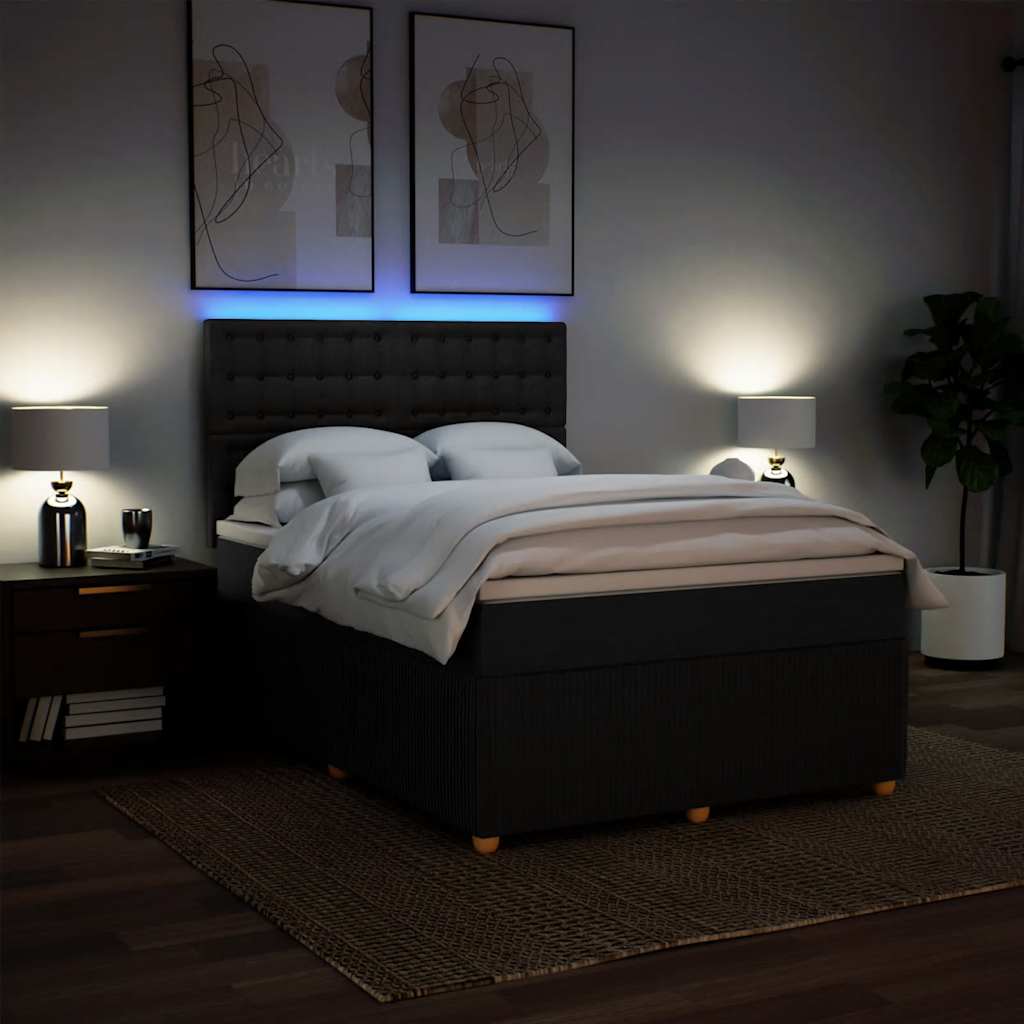 Giroletto a Molle con Materasso Nero 140x190 cm in Tessuto