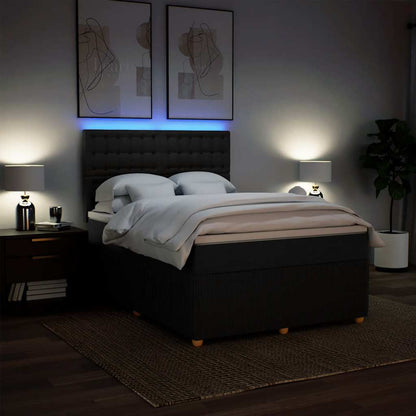 Giroletto a Molle con Materasso Nero 140x190 cm in Tessuto