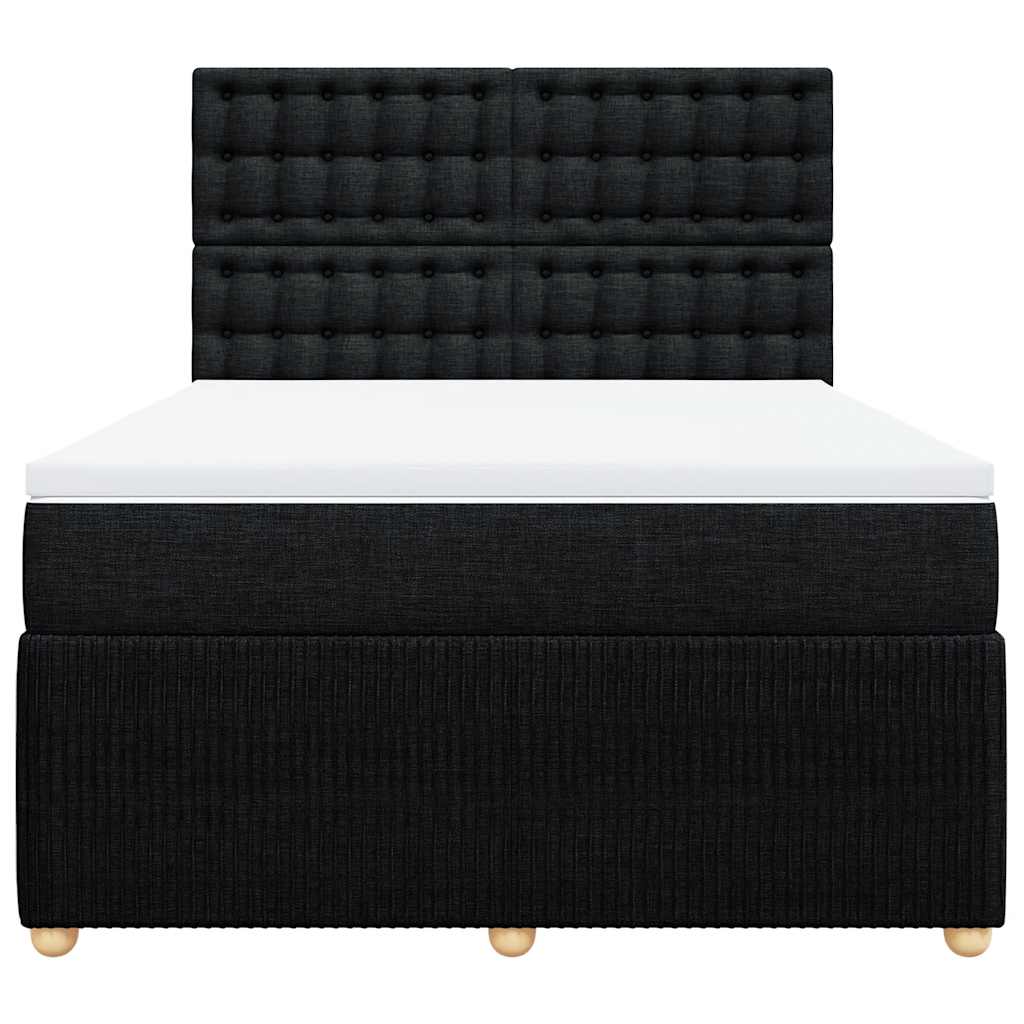 Giroletto a Molle con Materasso Nero 140x190 cm in Tessuto
