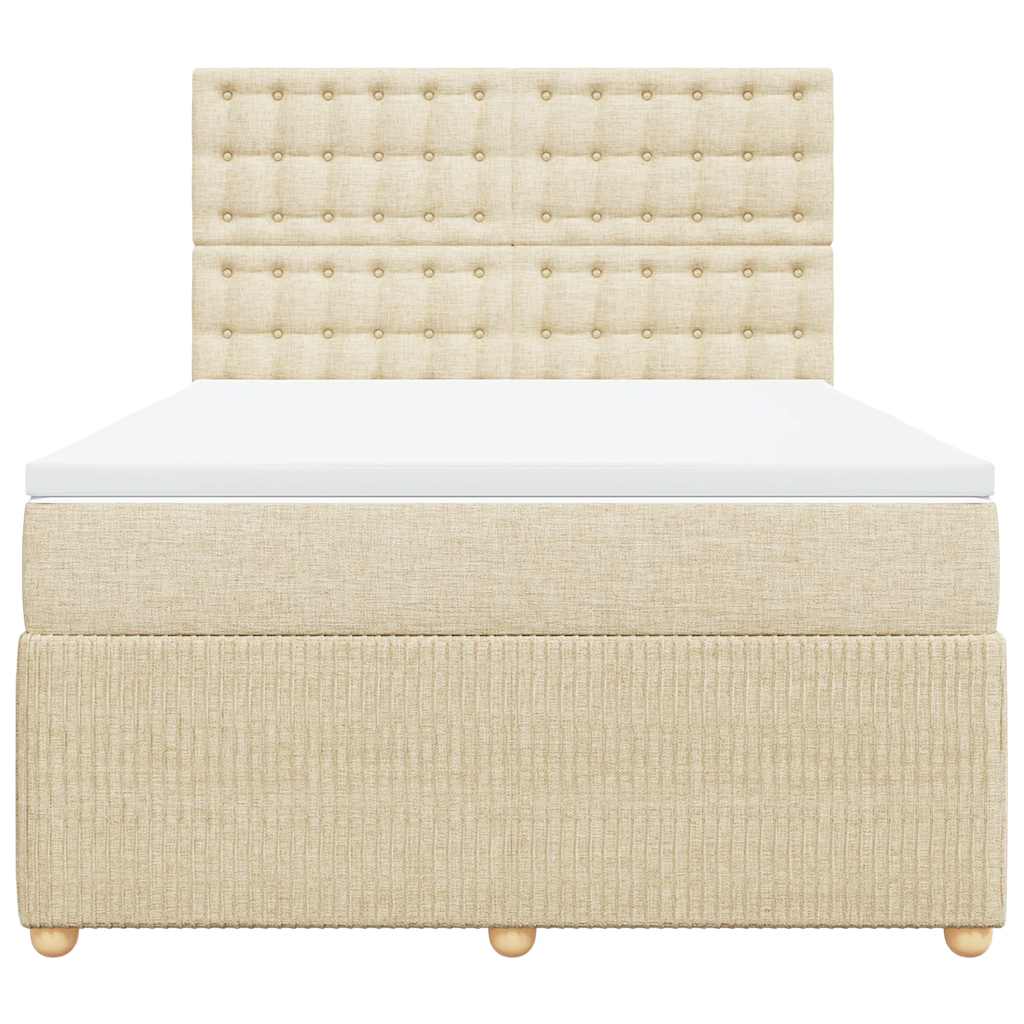 Giroletto a Molle con Materasso Crema 140x19 cm in Tessuto | homemem39