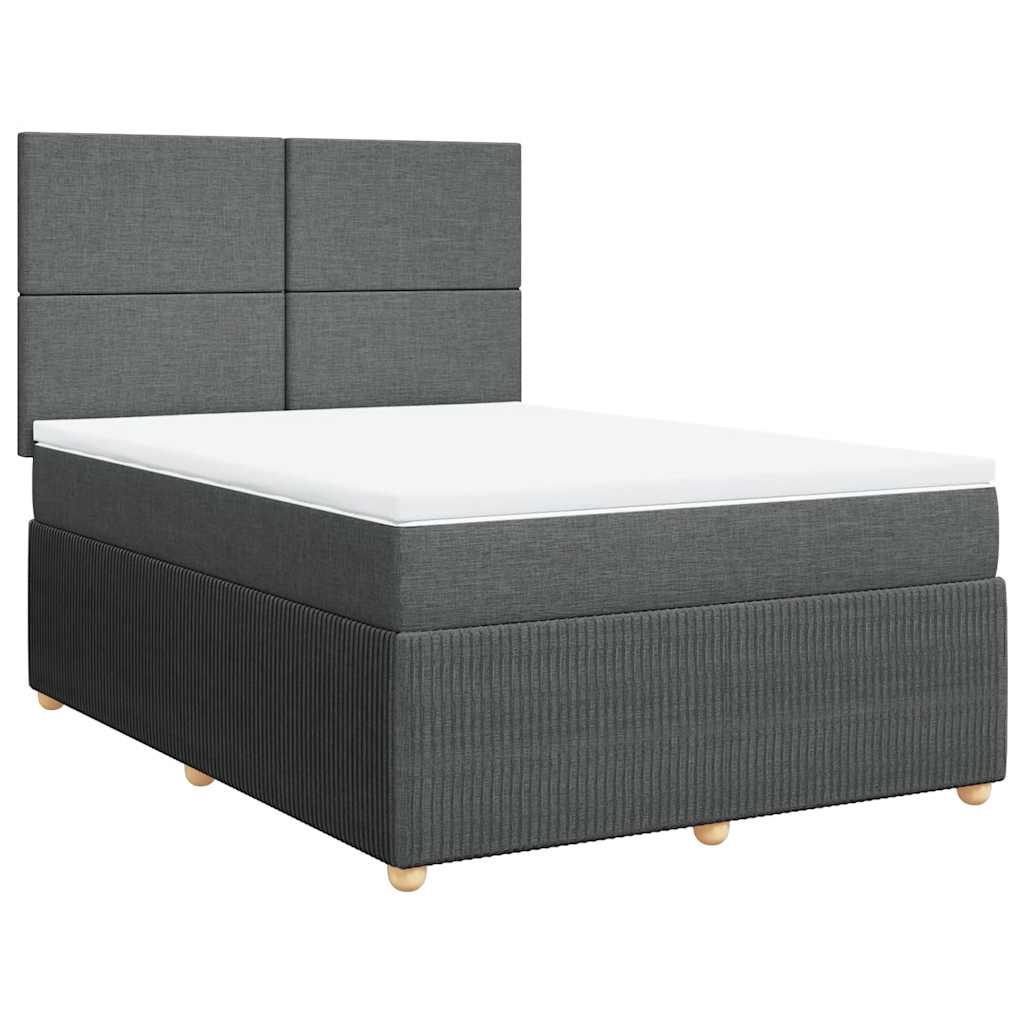Giroletto a Molle con Materasso Grigio Scuro 140x200cm Tessuto
