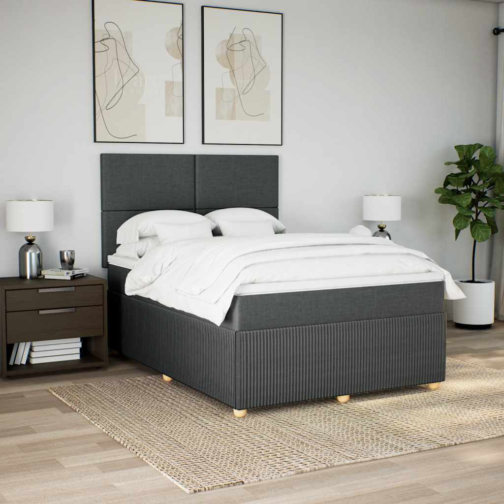 Giroletto a Molle con Materasso Grigio Scuro 140x200cm Tessuto | homemem39