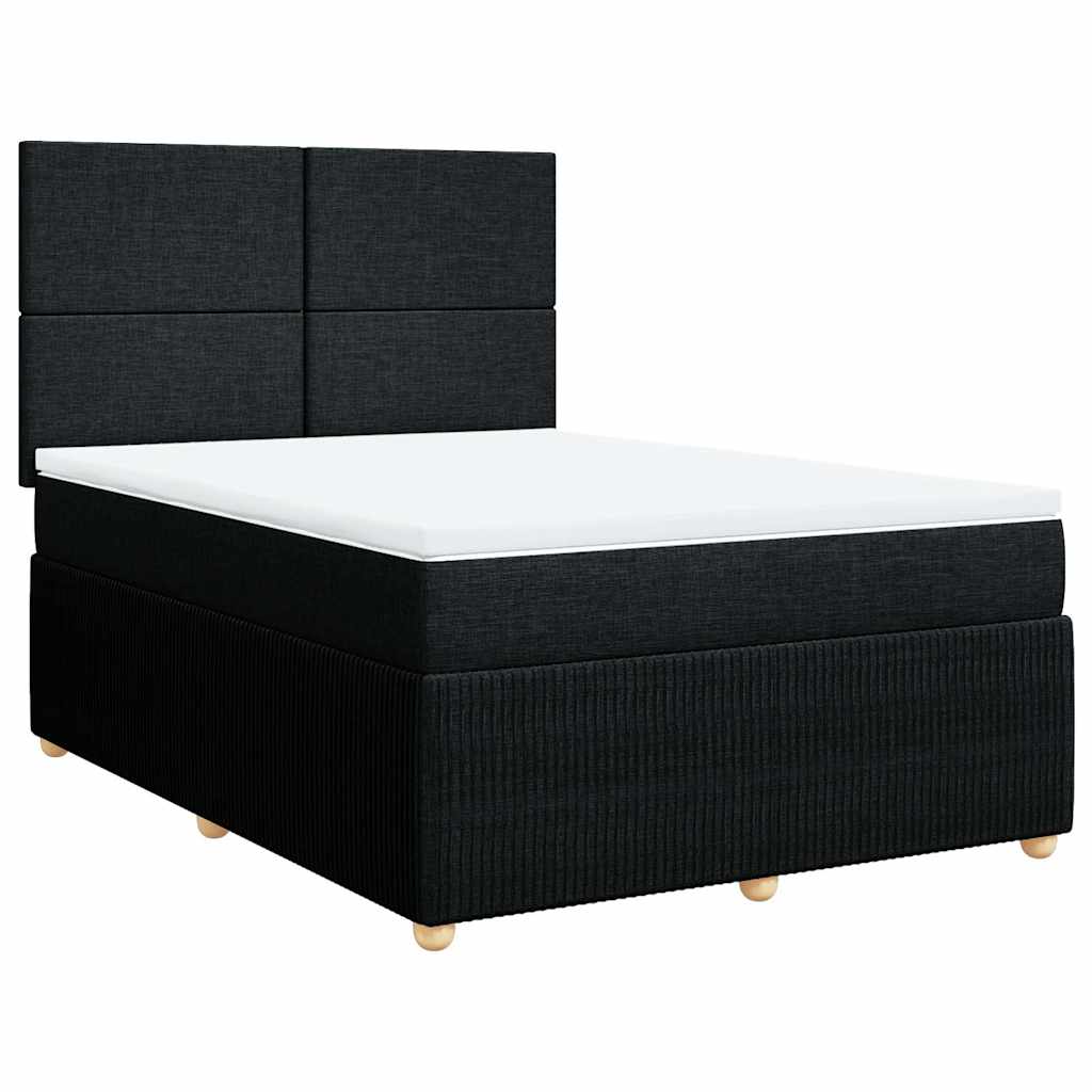 Giroletto a Molle con Materasso Nero 140x200 cm in Tessuto