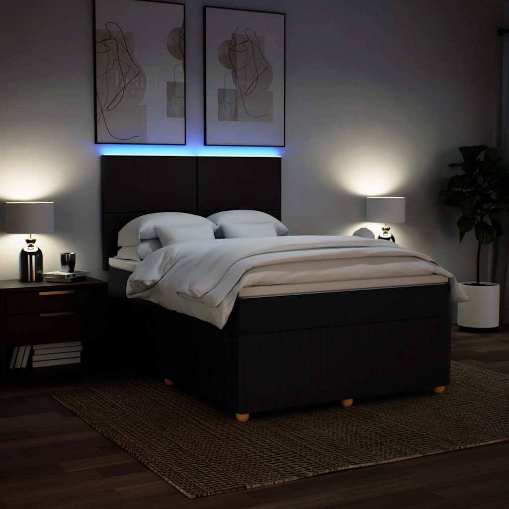 Giroletto a Molle con Materasso Nero 140x200 cm in Tessuto