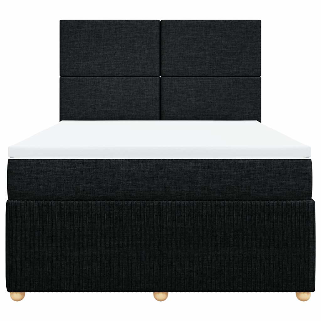 Giroletto a Molle con Materasso Nero 140x200 cm in Tessuto