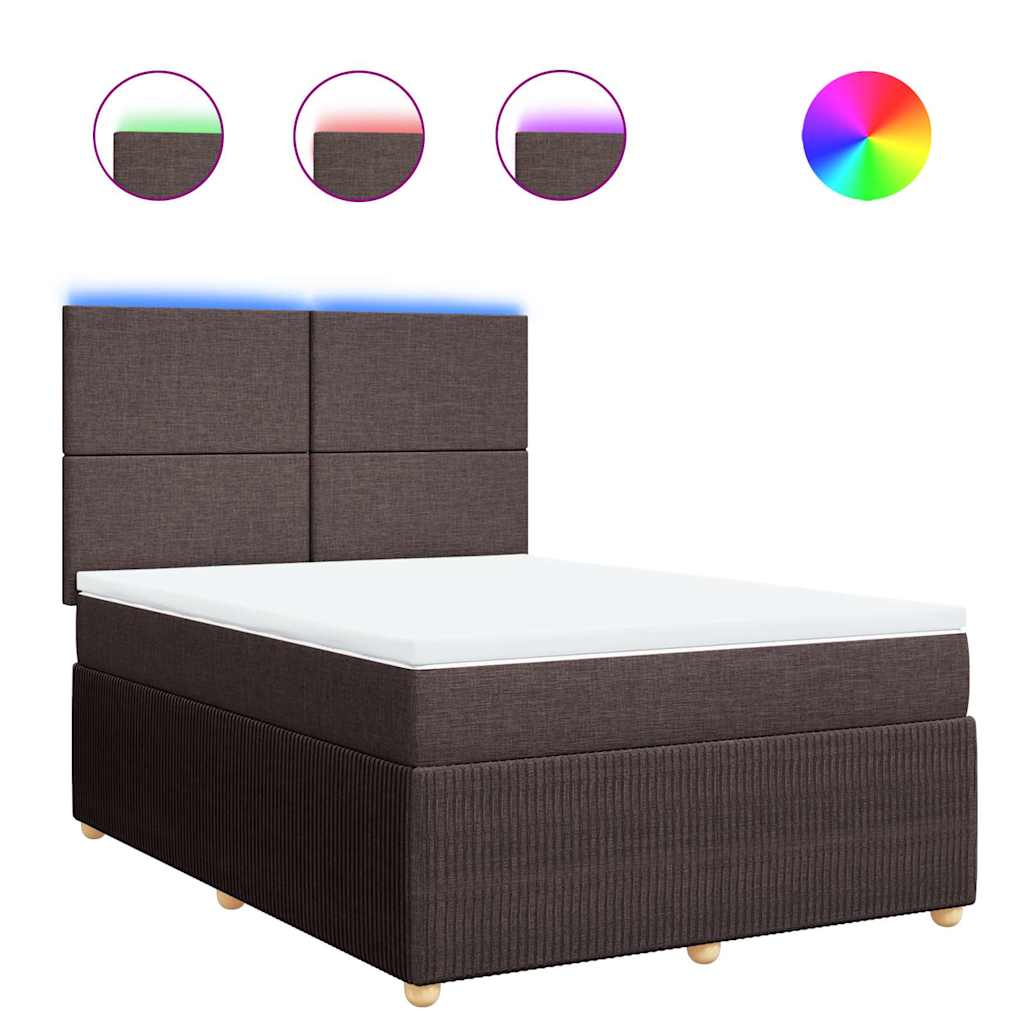 Giroletto a Molle con Materasso Marrone Scuro 140x200cm Tessuto | homemem39