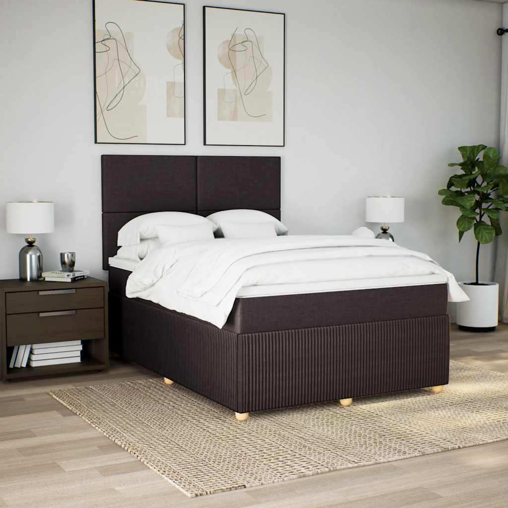 Giroletto a Molle con Materasso Marrone Scuro 140x200cm Tessuto | homemem39