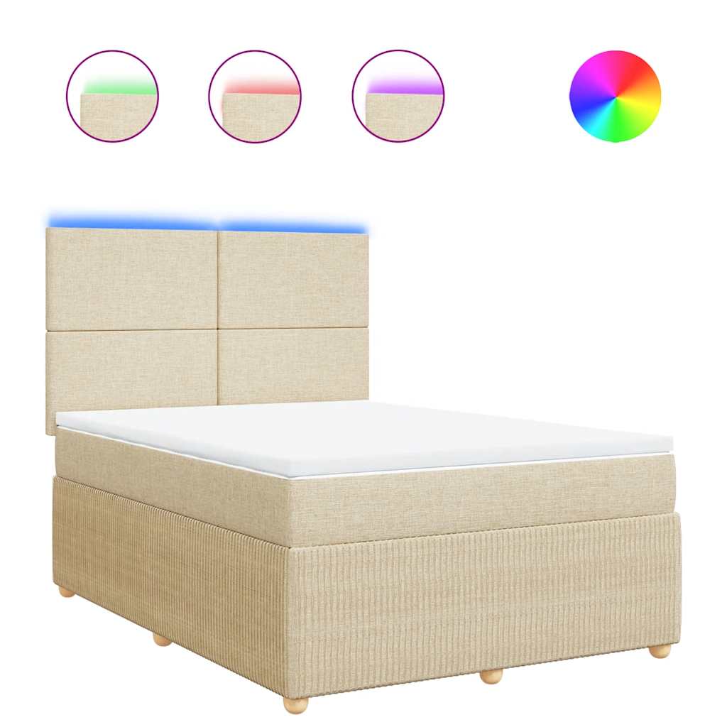 Giroletto a Molle con Materasso Crema 140x200 cm in Tessuto | homemem39