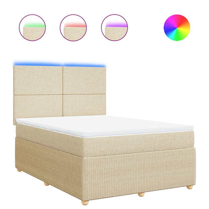 Giroletto a Molle con Materasso Crema 140x200 cm in Tessuto | homemem39