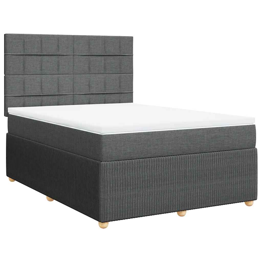 Giroletto a Molle con Materasso Grigio Scuro 140x200cm Tessuto