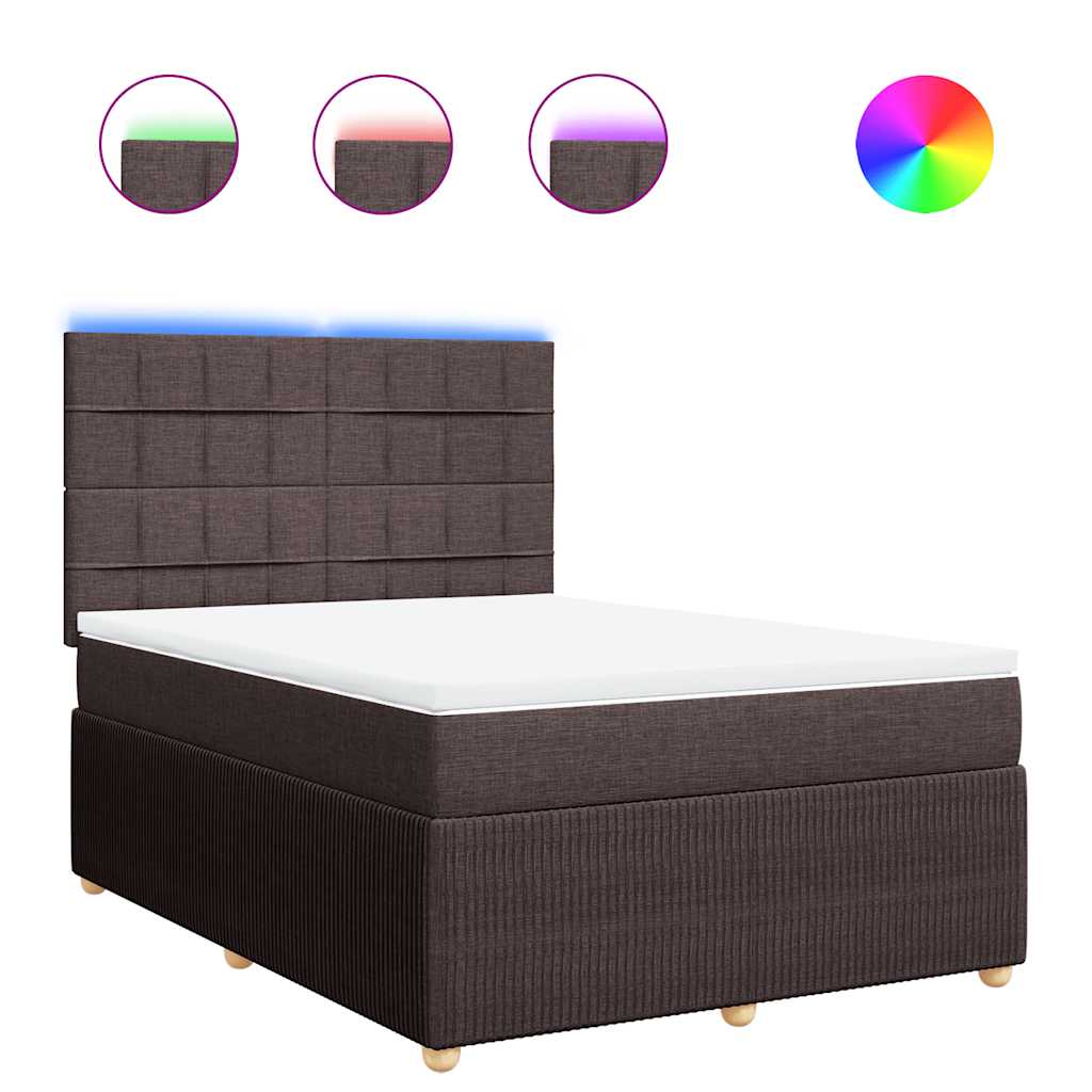 Giroletto a Molle con Materasso Marrone Scuro 140x200cm Tessuto | homemem39