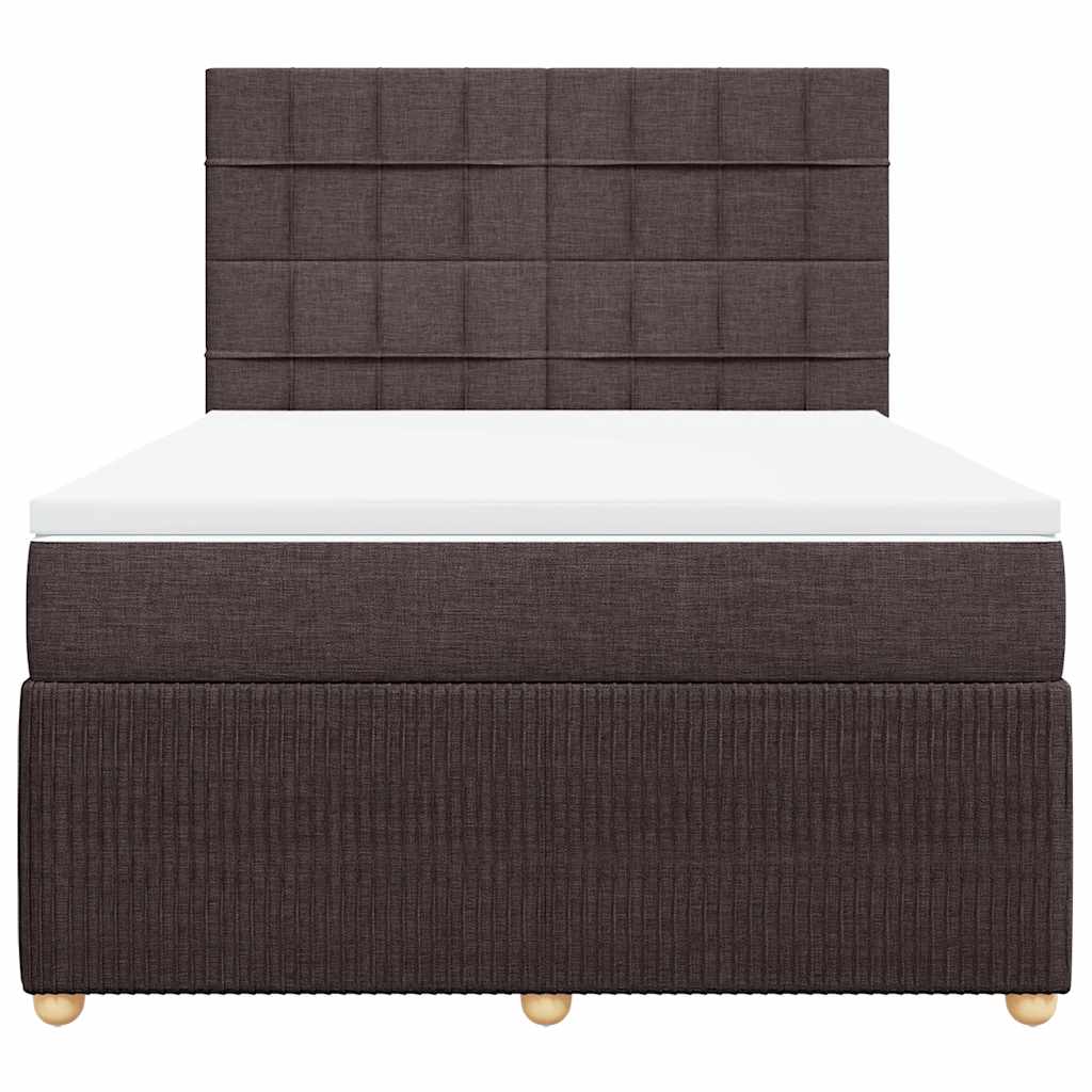 Giroletto a Molle con Materasso Marrone Scuro 140x200cm Tessuto | homemem39