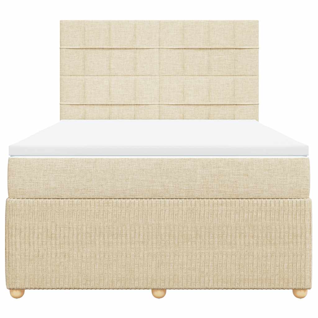 Giroletto a Molle con Materasso Crema 140x200 cm in Tessuto | homemem39