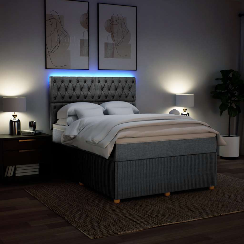 Giroletto a Molle con Materasso Grigio Chiaro 140x200cm Tessuto