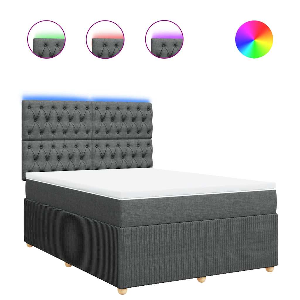 Giroletto a Molle con Materasso Grigio Scuro 140x200cm Tessuto | homemem39
