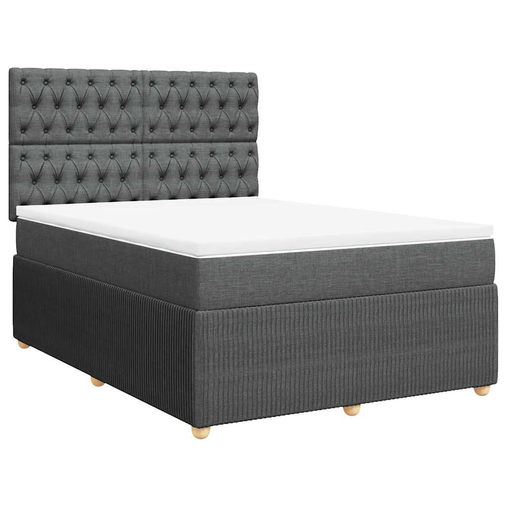 Giroletto a Molle con Materasso Grigio Scuro 140x200cm Tessuto