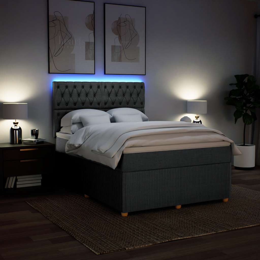 Giroletto a Molle con Materasso Grigio Scuro 140x200cm Tessuto