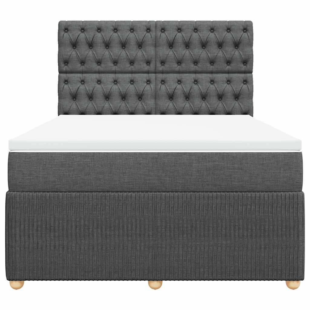 Giroletto a Molle con Materasso Grigio Scuro 140x200cm Tessuto