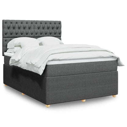 Giroletto a Molle con Materasso Grigio Scuro 140x200cm Tessuto
