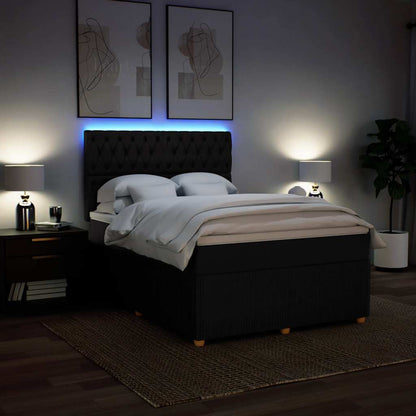 Giroletto a Molle con Materasso Nero 140x200 cm in Tessuto