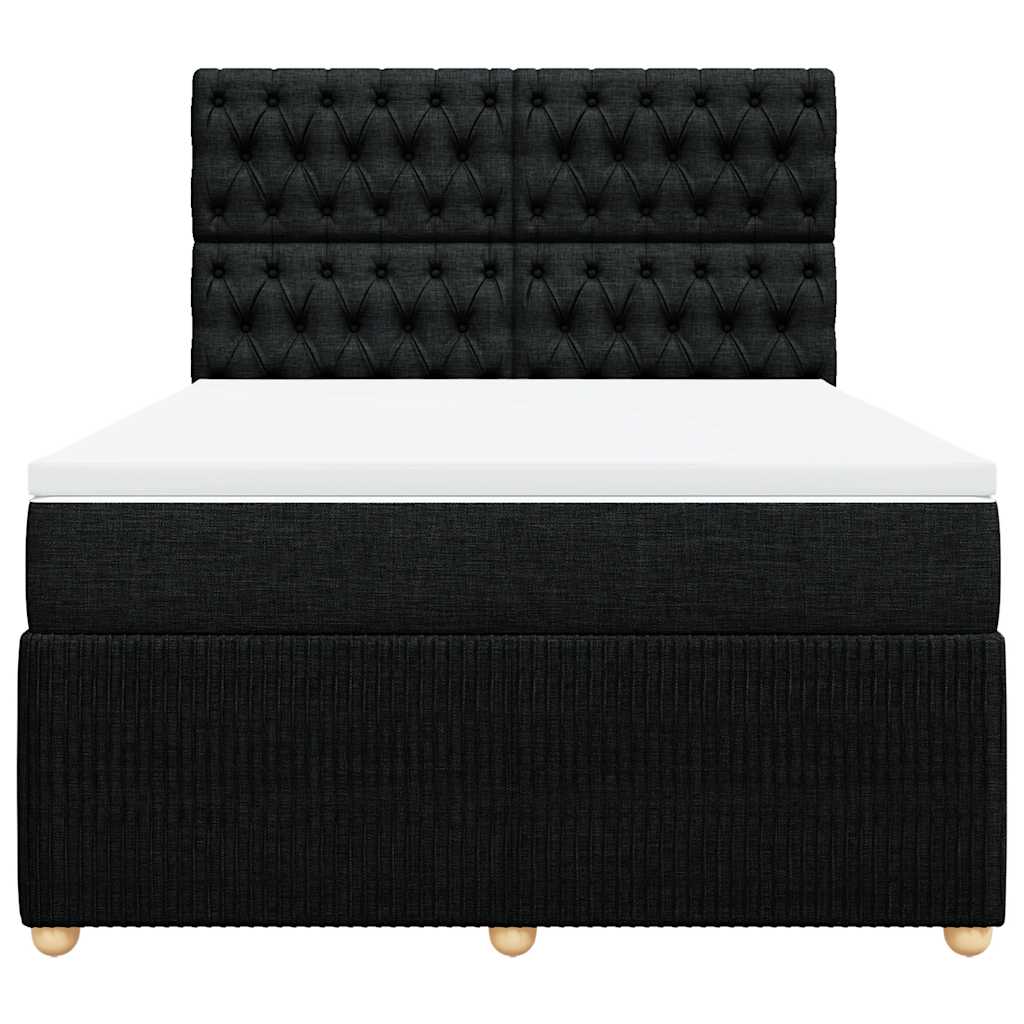 Giroletto a Molle con Materasso Nero 140x200 cm in Tessuto