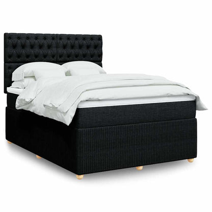Giroletto a Molle con Materasso Nero 140x200 cm in Tessuto