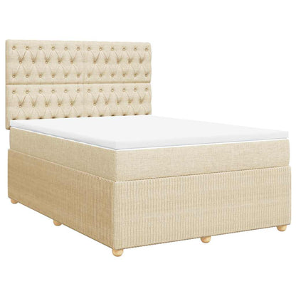Giroletto a Molle con Materasso Crema 140x200 cm in Tessuto | homemem39