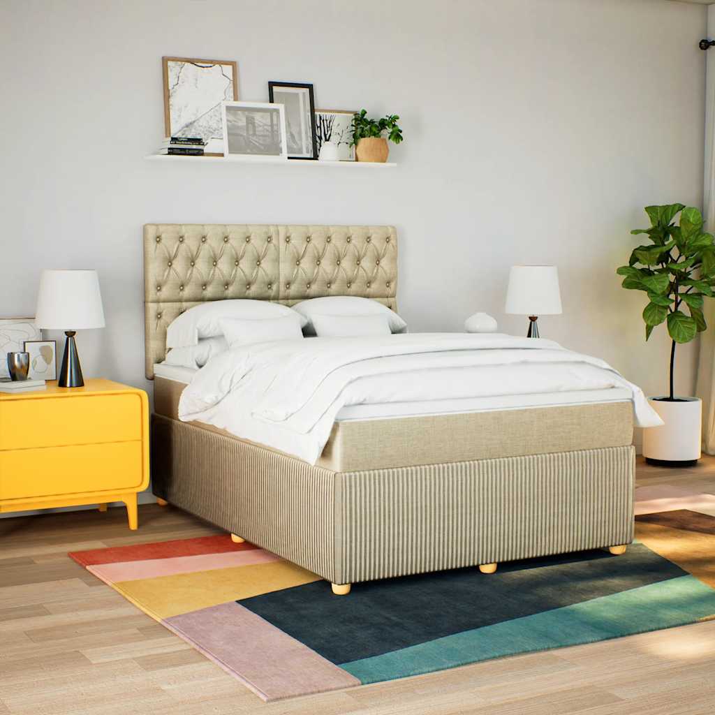 Giroletto a Molle con Materasso Crema 140x200 cm in Tessuto | homemem39