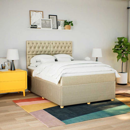 Giroletto a Molle con Materasso Crema 140x200 cm in Tessuto | homemem39