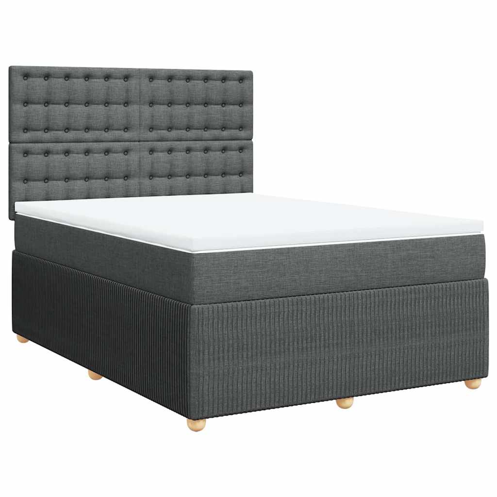 Giroletto a Molle con Materasso Grigio Scuro 140x200cm Tessuto