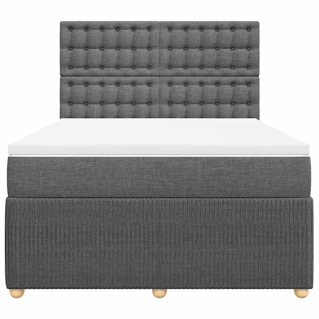 Giroletto a Molle con Materasso Grigio Scuro 140x200cm Tessuto